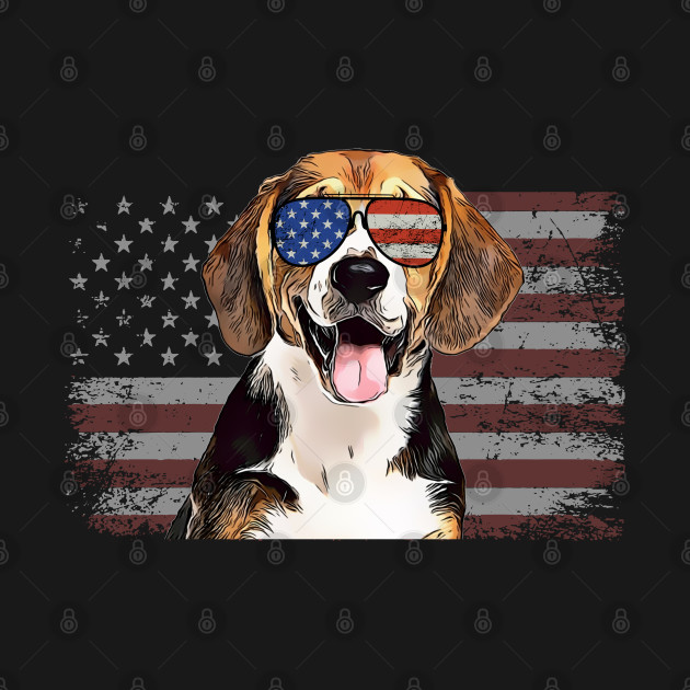 Discover Beagle Dog July 4th Retro USA American Flag - Beagle Dog American Flag Usa - T-Shirt