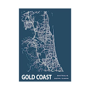 Gold Coast Blueprint Street Map, Gold Coast Colour Map Prints T-Shirt