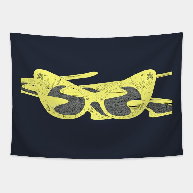 Yellow Swirl glasses art Tapestry by Dead but Adorable by Nonsense and Relish