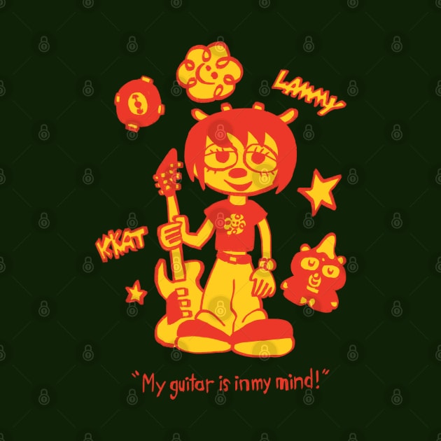 Mudwizard draws My Guitar is In My Mind lammy in red and yellow / um jammer lammy sheep girl by mudwizard