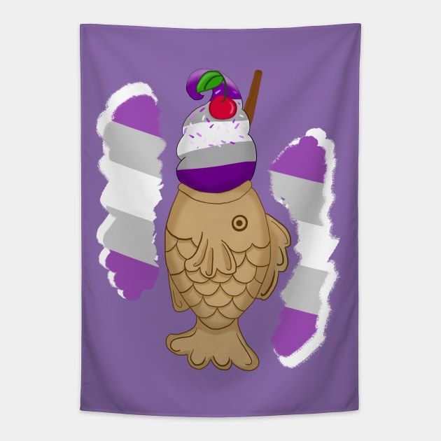 Pride Taiyaki design, 2nd wave (grey ace) Tapestry by VixenwithStripes