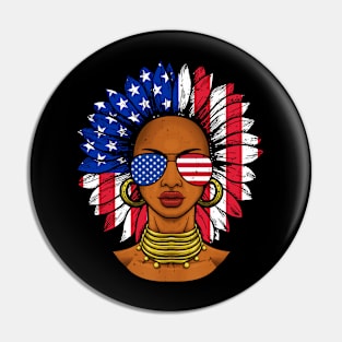 Afro Sunflower African American 4th of July Melanin Pin