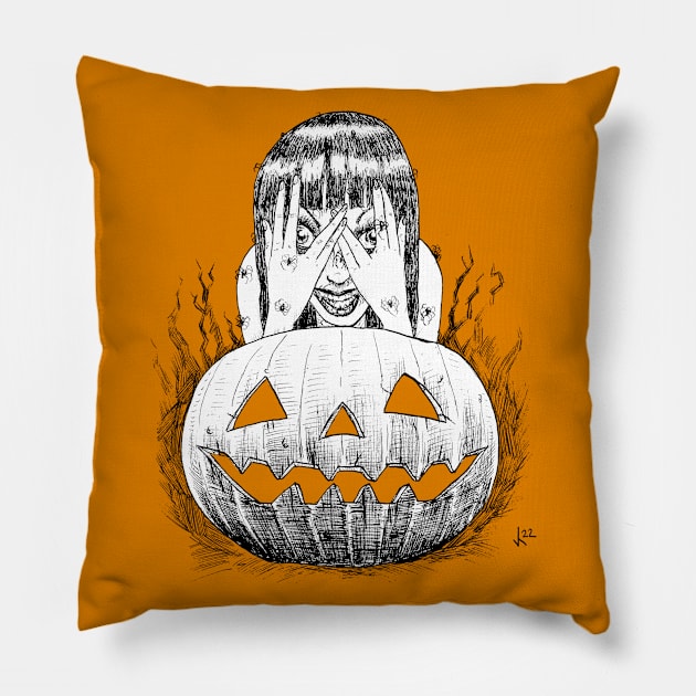 Season of fear (Black and white) Pillow by Bloody Savage