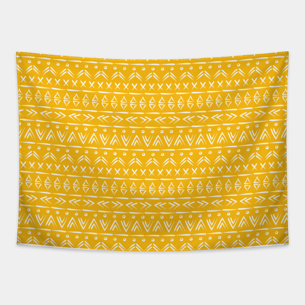 Mustard Yellow And White Boho Mud Cloth Pattern Design Mud Cloth