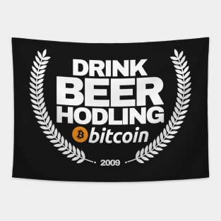 Drink Beer Hodling Bitcoin Tapestry