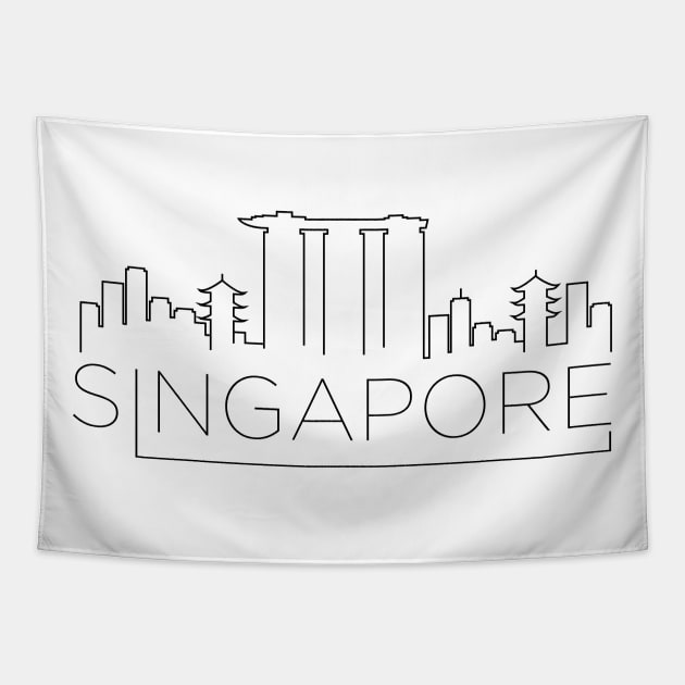 Singapore Minimal Skyline Tapestry by kursatunsal