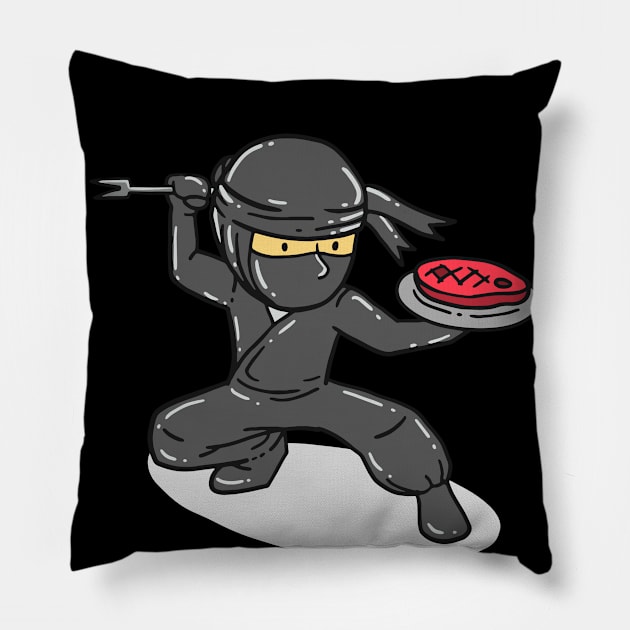 Cool BBQ Meat Dining Ninja Pillow by Shirtbubble