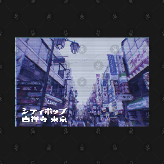 Japanese city pop art series 2 - Kichijoji Musashino Tokyo Japan in - retro aesthetic - Old retro tv glitch style by FOGSJ