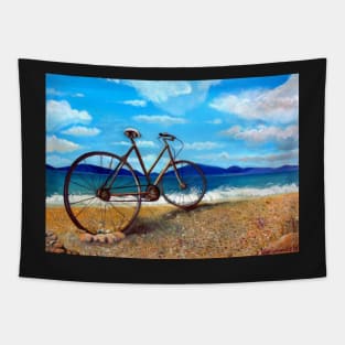 Old Bike at the beach Tapestry