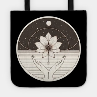 spiritual hippie calming peaceful flower illustration Tote