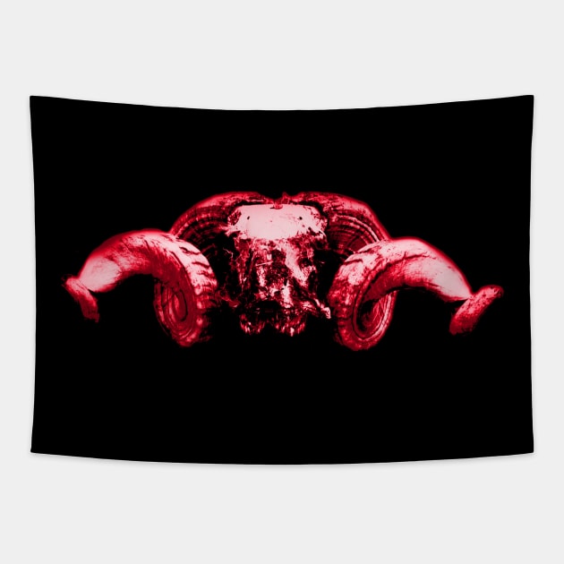 Ram Skull Red Tapestry by RaphaelWolf