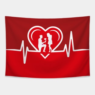 Propose Love Heartbeat Design Tapestry