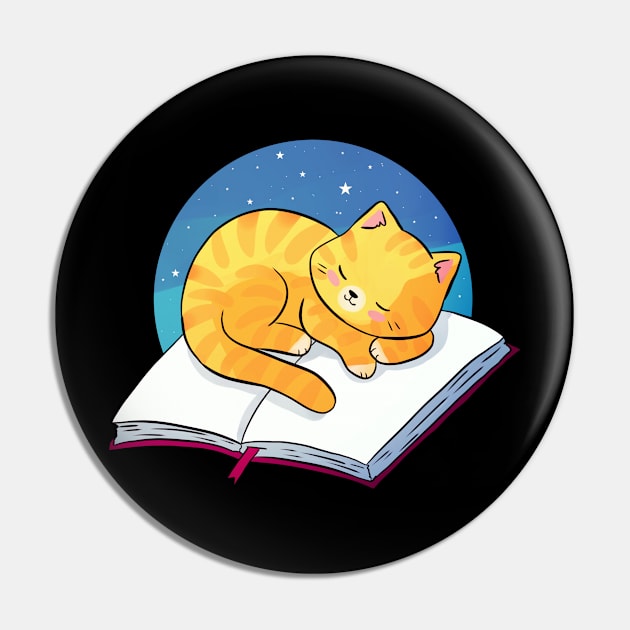 Cute ginger cat sleeping on a book illustration Pin by Yarafantasyart