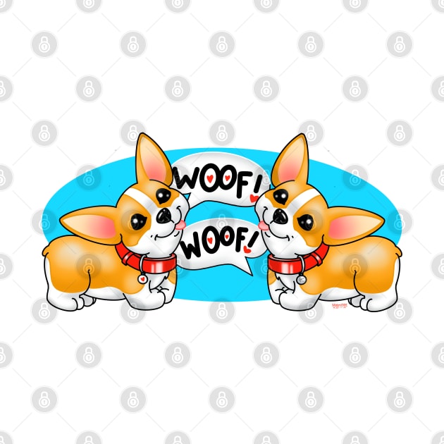 Double Corgi Love by MetroInk