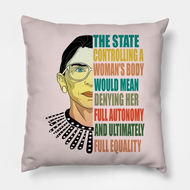 Ruth Bader Ginsburg Pro Choice My Body My Choice Feminist Pillow by DODG99