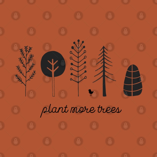 Love your planet: Plant more trees + bird (black text) by Ofeefee