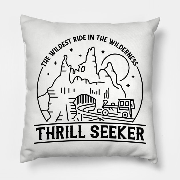 Thrill Seeker - Big Thunder Mountain Railroad - Black magical mountain by Kelly Design Company Pillow by KellyDesignCompany