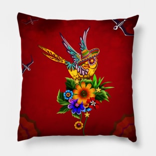 Funny sugar skull bird Pillow