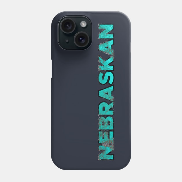 Nebraskan - Turquoise Textured Type Design Phone Case by Commykaze