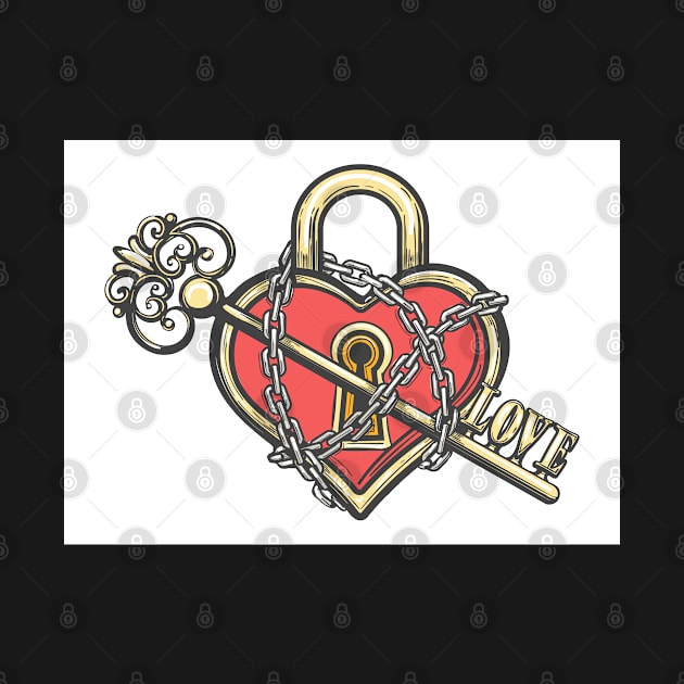 Heart Shaped Lock with a Key by devaleta