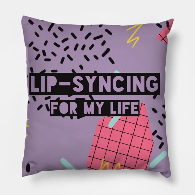 Lip-syncing For My Life (purple) Vol 1 Pillow by Flockadoodle