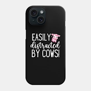 Easily Distracted by Cows (white) Phone Case