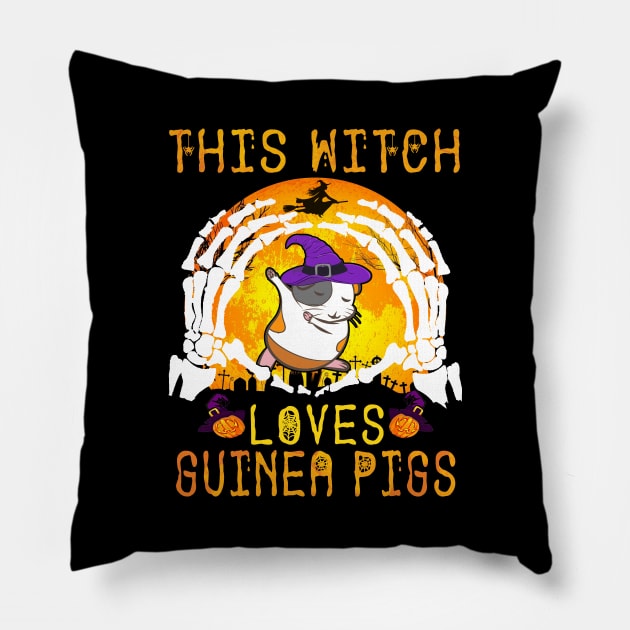 This Witch Loves Guinea Pigs Halloween (106) Pillow by Uris