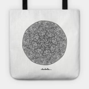 Garden Mandala - Intricate Black and White Digital Illustration, Vibrant and Eye-catching Design, Perfect gift idea for printing on shirts, wall art, home decor, stationary, phone cases and more. Tote