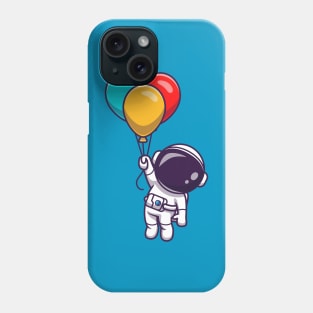 Cute Astronaut Floating With Colorful Balloon Cartoon Phone Case