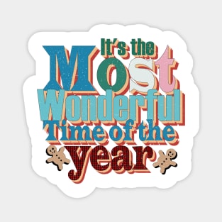 It's the Most Wonderful Time of the Year Retro Christmas Magnet