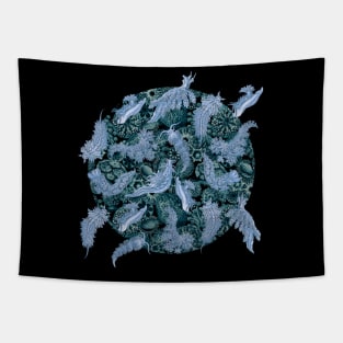 Ernst Haeckel Blue Nudibranch on Cerulean  Sea Squirts Tapestry