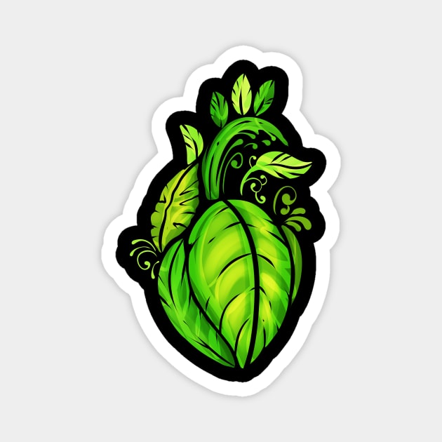 Heart Of Green Leaves - Vegetarian - Go Vegan Magnet by SinBle