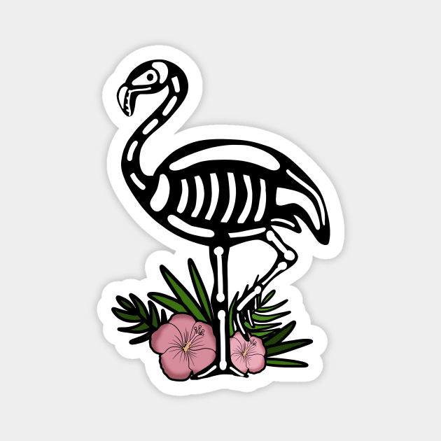 Cute Flamingo Skull Floral Tropical Magnet by logiamerch