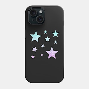 Light Blue Purple Ombre Faux Glitter Stars Phone Case