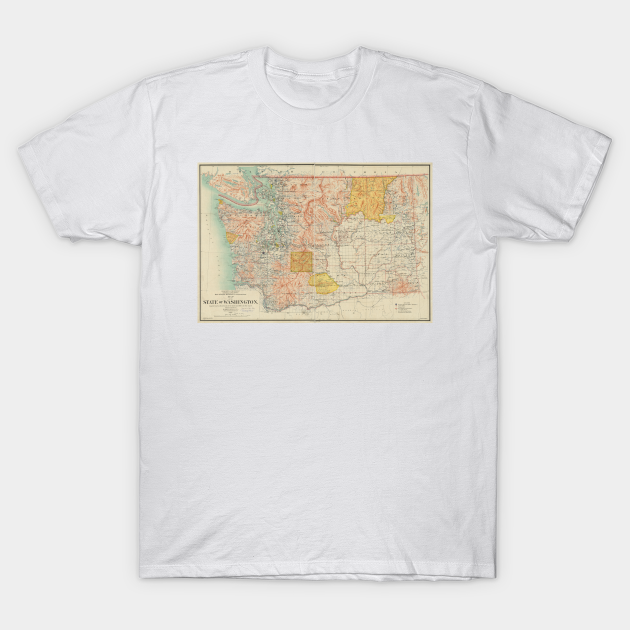 Vintage Map of Washington State (1897) - Washington State Map - T-Shirt