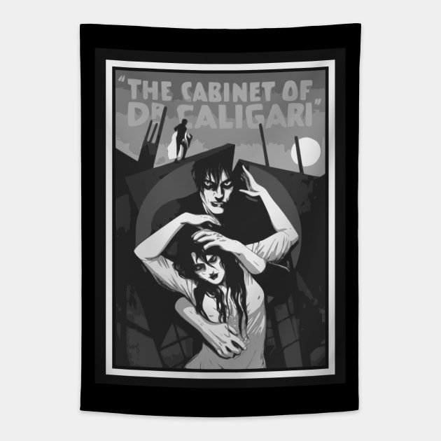 The Cabinet Of Dr Caligari - (Mono) Tapestry by OriginalDarkPoetry