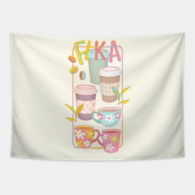 Pastel Fall Fika Tapestry by PerrinLeFeuvre