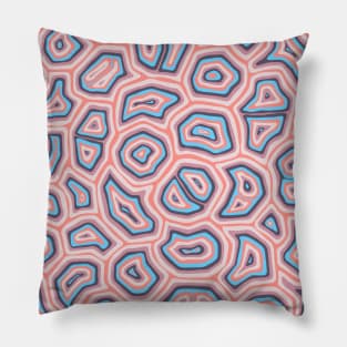 Blue and Coral Groovy Liquid Marble Swirls Pillow