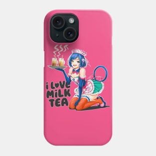I love milk tea, bubble, boba, tapioca, kawaii anime tee Phone Case