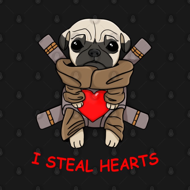 Valentines Day gift baby Pug dog I Steal Hearts Pug Lover T-Shirt by nayakiiro