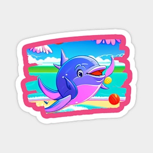 Happy dolphin playing on the beach Magnet