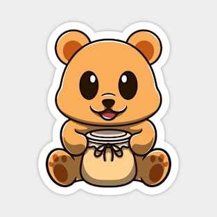 cute honey bear and jar of honey Magnet