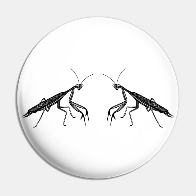 Praying Mantises in Love - cute and fun animal design on white Pin by Green Paladin