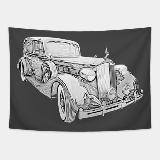 Packard Eight 1930s American classic car monochrome Tapestry