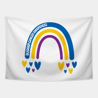 Bladder Cancer Awareness Rainbow with hearts Tapestry