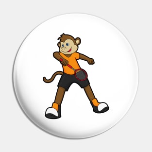 Monkey as Tennis player with Tennis racket Pin