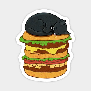 Burger Cat - black Magnet