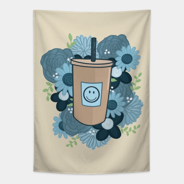 Flowers and Coffee Tapestry by Maddie Doodle