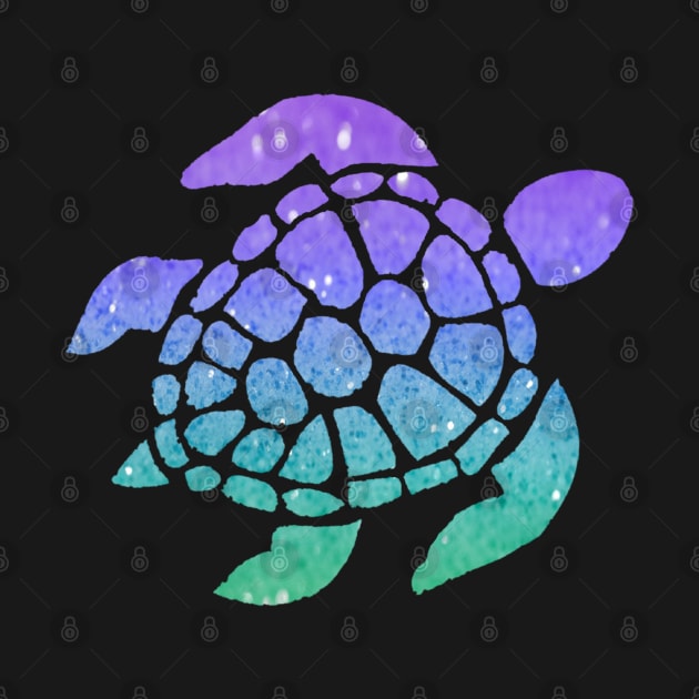 Bright Purple Aqua Ombre Faux Glitter Turtle by Felicity-K