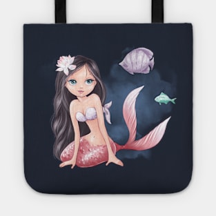 Mermaid fish watercolor Tote